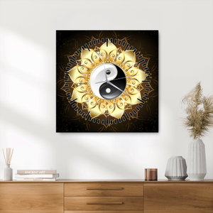Obraz - Zlatý Yin-Yang (s hodinami) (3)
