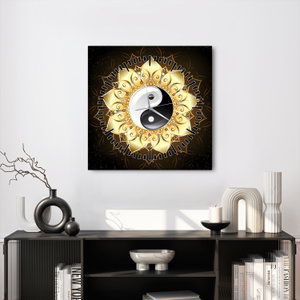 Obraz - Zlatý Yin-Yang (s hodinami) (4)