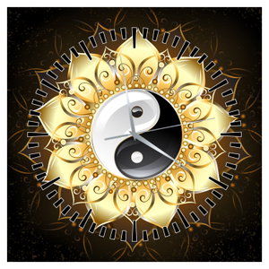 Obraz - Zlatý Yin-Yang (s hodinami) (6)