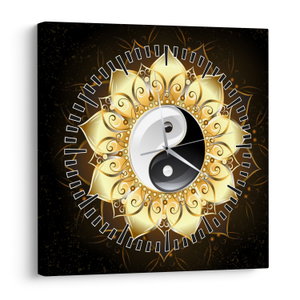 Obraz - Zlatý Yin-Yang (s hodinami) (V023516V3030C)