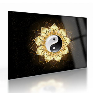 Skleněný obraz - Zlatý Yin-Yang (V023516V7050GD)