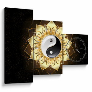 Obraz - Zlatý Yin-Yang (s hodinami) (V023516V9070C)