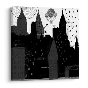Tablou - Oraș cu inscripții și modele (V023547V7070)