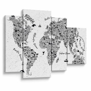 Obraz - Mapa z piktogramů (s hodinami) (V023587V11075C)