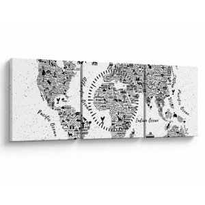 Obraz - Mapa z piktogramů (s hodinami) (V023587V9030C)