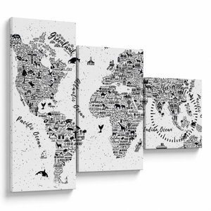 Obraz - Mapa z piktogramů (s hodinami) (V023587V9070C)