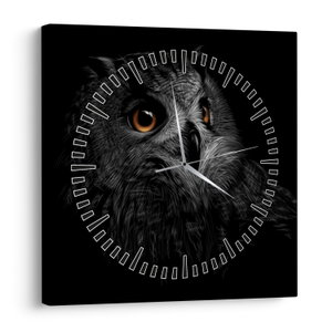 Obraz - Sova, ilustrace (s hodinami) (V023618V3030C)