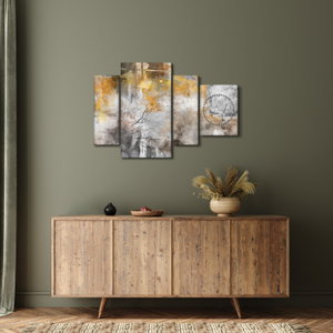 Schilderij - Abstractie (met klok) (2)