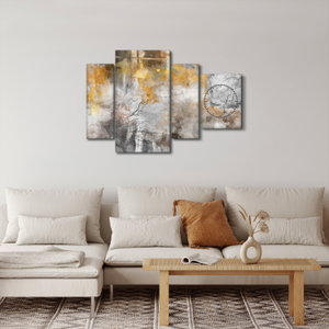 Schilderij - Abstractie (met klok) (4)