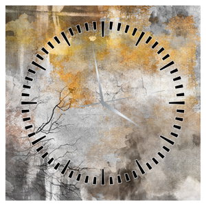 Schilderij - Abstractie (met klok) (6)