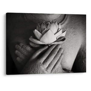 Schilderij - Lotus in de handen van Boeddha