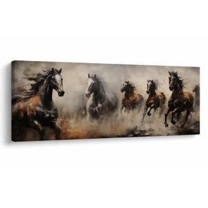 Schilderij - Olieverfschilderij van paarden