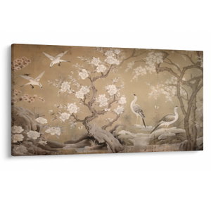 Schilderij - Japans landschap in cartoon