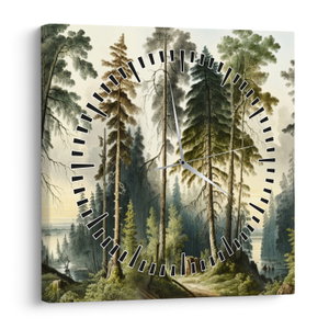 Obraz - Vintage krajina lesů (s hodinami) (V024362V3030C)
