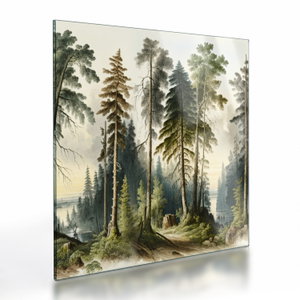 Skleněný obraz - Vintage krajina lesů (V024362V3030GD)