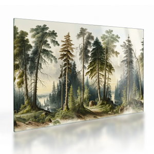 Skleněný obraz - Vintage krajina lesů (V024362V7050GD)