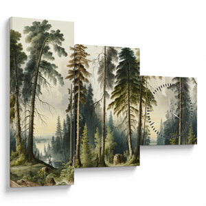 Obraz - Vintage krajina lesů (s hodinami) (V024362V9070C)