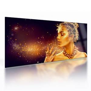 Glasschilderij - Gouden make-up (V024440V10050GD)