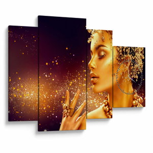 Schilderij - Gouden make-up (met klok) (V024440V11075C)