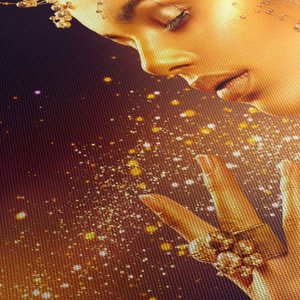 Schilderij - Gouden make-up (5)