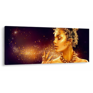 Schilderij - Gouden make-up