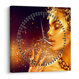 Schilderij - Gouden make-up (met klok) (V024440V3030C)