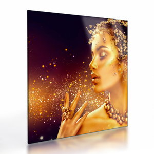 Glasschilderij - Gouden make-up (V024440V4040GD)