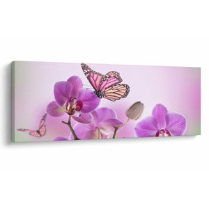 Obraz - Motýl na květech orchideje, lila (V024625V14558)