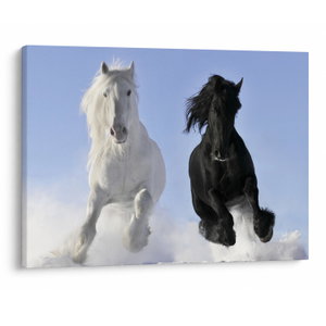 Schilderij - Paarden in de winter