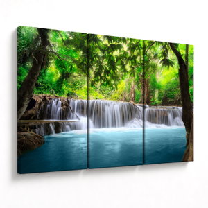 Schilderij - Waterval, blauw