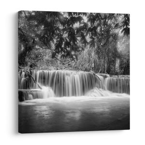 Schilderij - Zwart-witte waterval