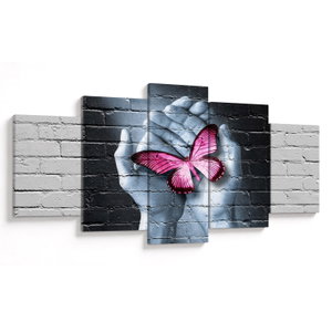 Obraz - Růžový motýl ve zdi (V024733V150805PCS)
