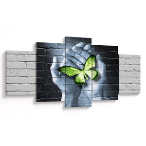 Obraz - Zelený motýl ve zdi (V024735V150805PCS)