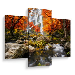 Tablou - Cascade în peisaj de toamnă, portocaliu
