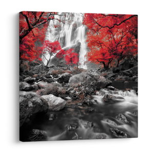 Schilderij - Watervallen in het herfstlandschap