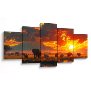 Schilderij - Kudde olifanten (V024828V150805PCS)