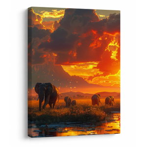 Schilderij - Kudde olifanten (V024828V3040)