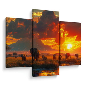Schilderij - Kudde olifanten (V024828V90603PCS)