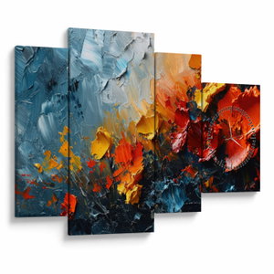 Schilderij - Abstract schilderij van bloemen III. (met klok) (V024887V11075C)