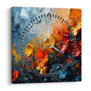 Schilderij - Abstract schilderij van bloemen III. (met klok) (V024887V3030C)
