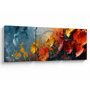Schilderij - Abstract schilderij van bloemen III. (met klok) (V024887V9030C)
