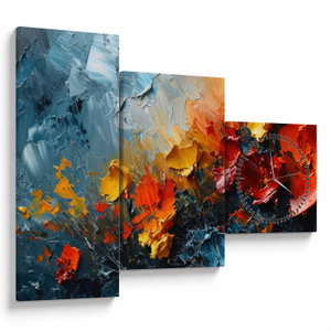 Schilderij - Abstract schilderij van bloemen III. (met klok) (V024887V9070C)
