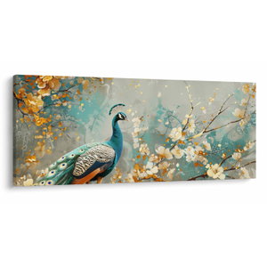 Schilderij - Pauw met gouden decoratie (V024893V12050)