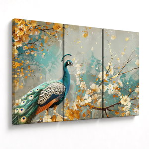 Schilderij - Pauw met gouden decoratie (V024893V120803PCS)
