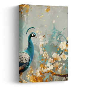 Schilderij - Pauw met gouden decoratie (V024893V2030)