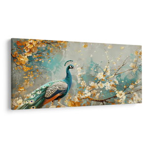 Schilderij - Pauw met gouden decoratie (V024893V250125)