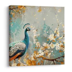 Schilderij - Pauw met gouden decoratie (V024893V7070)