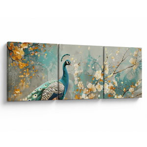 Schilderij - Pauw met gouden decoratie (V024893V9030)