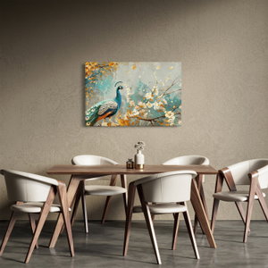 Schilderij - Pauw met gouden decoratie (2)