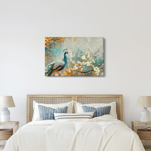 Schilderij - Pauw met gouden decoratie (4)